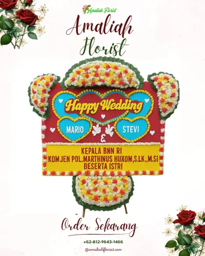 Karangan Papan Bunga Pernikahan di Pesangkalan